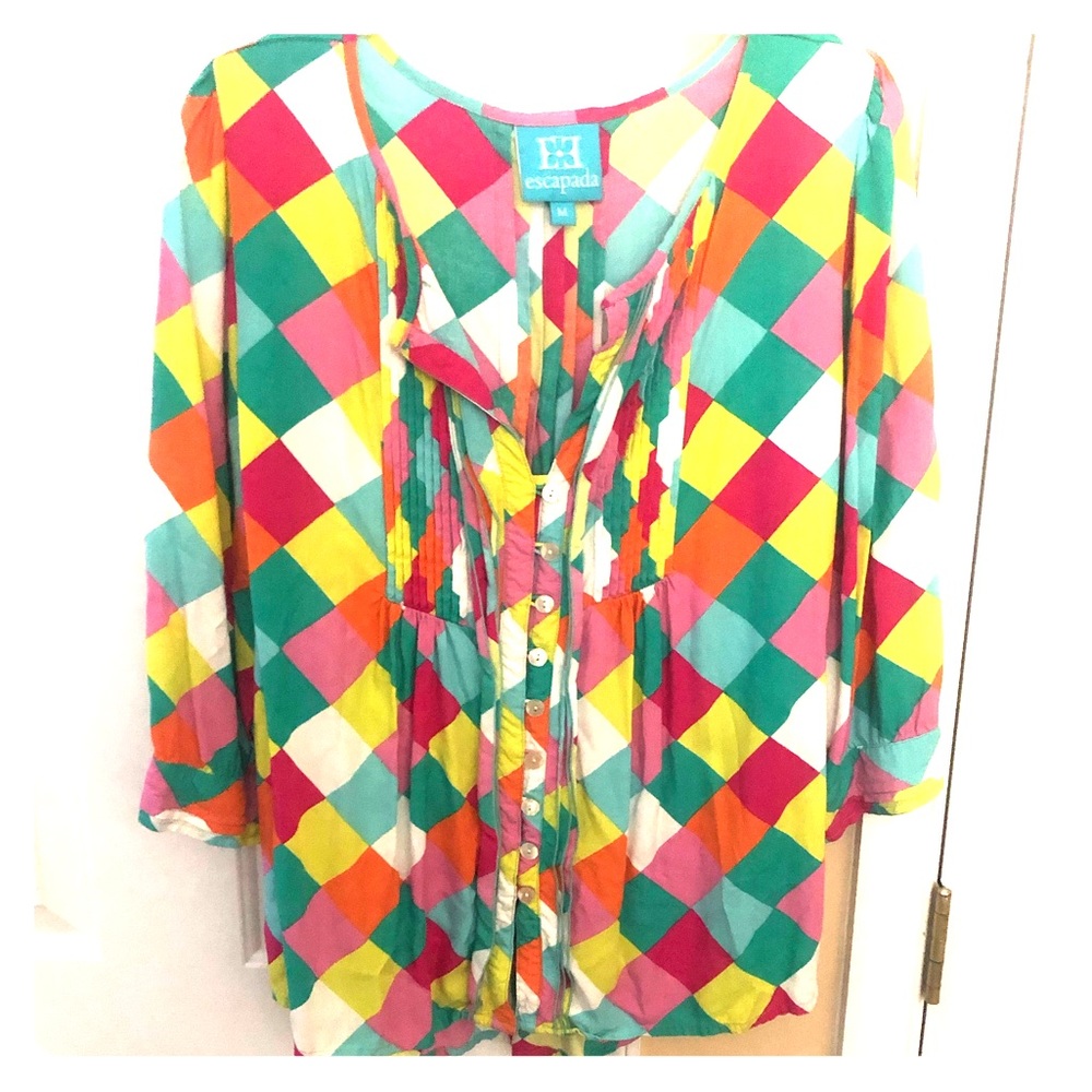 Lnwot Escapada Button Down Bright Colored Blouse - image 1